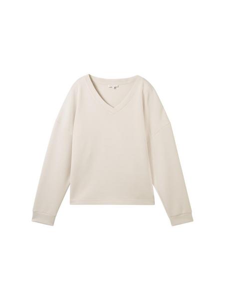 Sweatshirt scuba v-neck - 12365/Dusty Beige