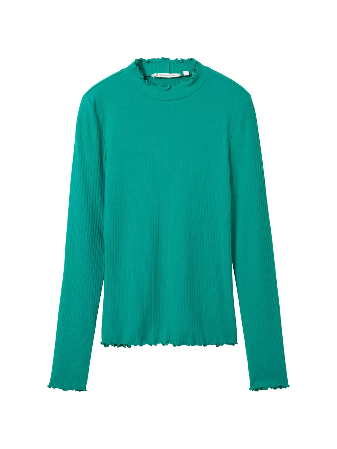 rib T-shirt with frill - 35914/jade green