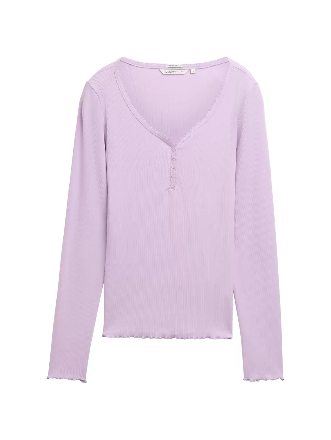 Henley Langarmshirt mit Rippstruktur