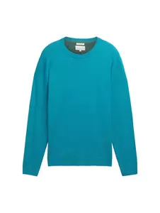 basic crewneck knit - 37094/turquoise blue melange