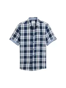 checked indigo shirt - 37315/indigo mint green che