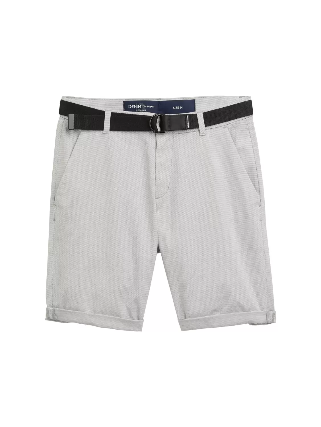 regular structured chino short - 34730/grey white