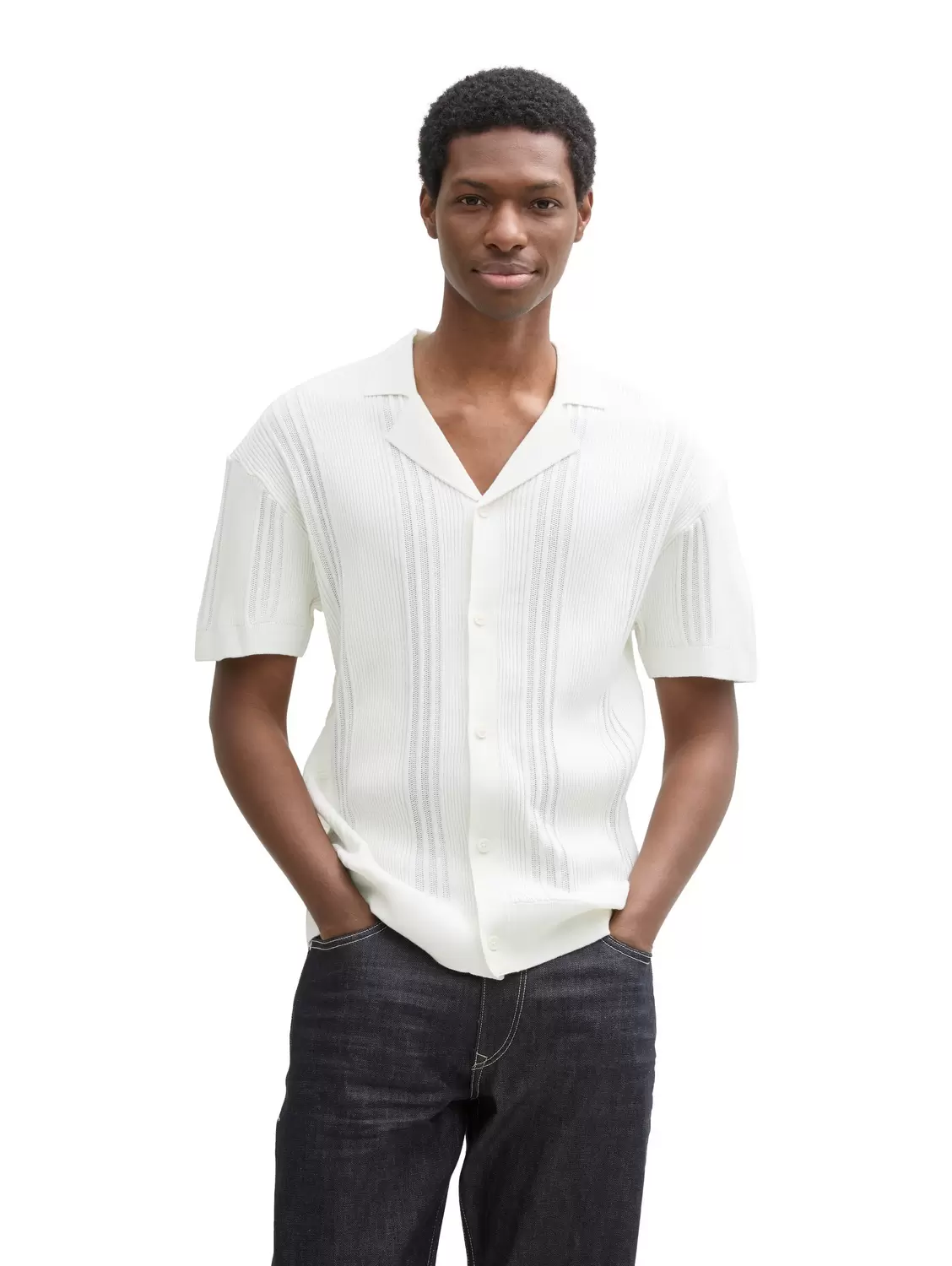 relaxed structure knit shirt - 10332/off white