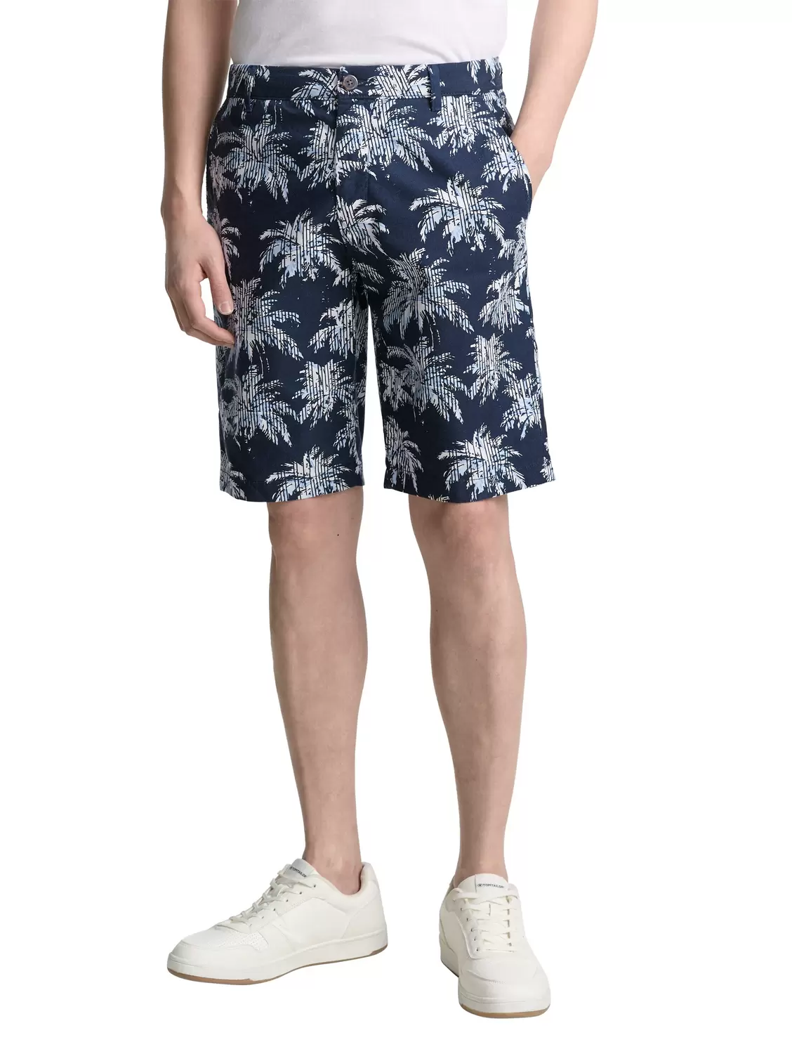 regular printed chino shorts - 37972/navy blue str