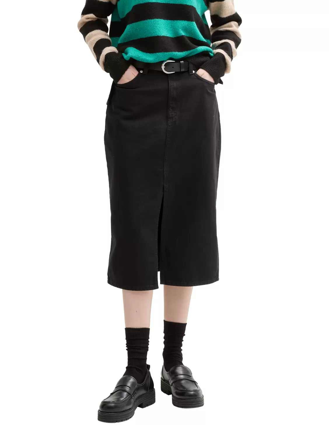 midi denim skirt - 14482/deep black
