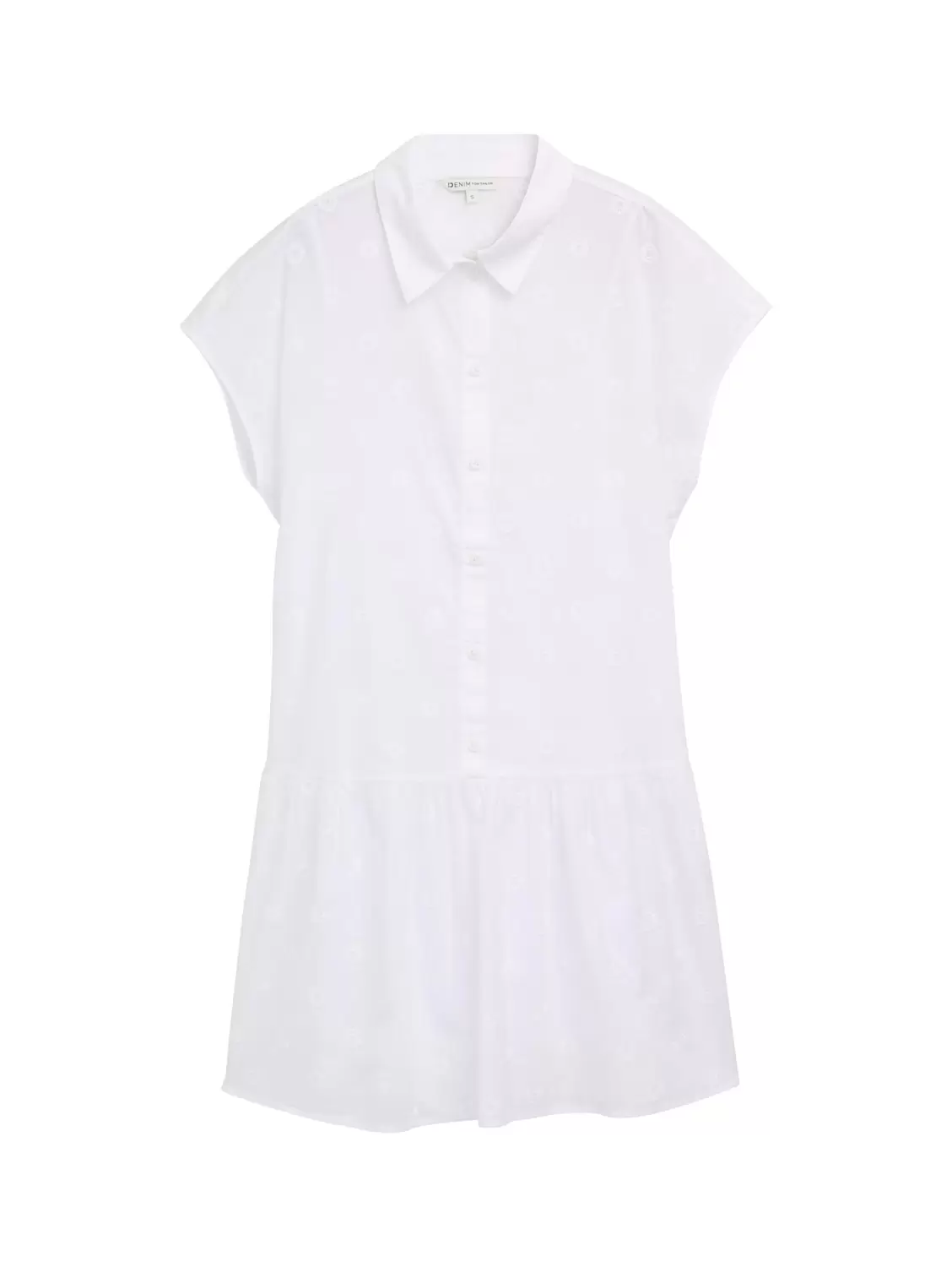 embroidered dot shirt dress - 20000/White
