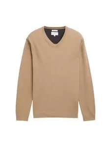 basic v-neck knit - 31089/hazel brown melange