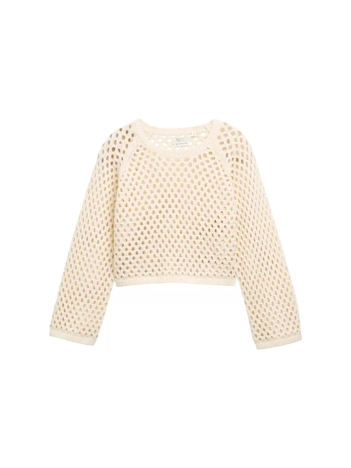 Cropped Strickpullover mit Lochmuster