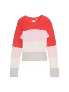 Cropped Strickpullover mit Colour Blocking