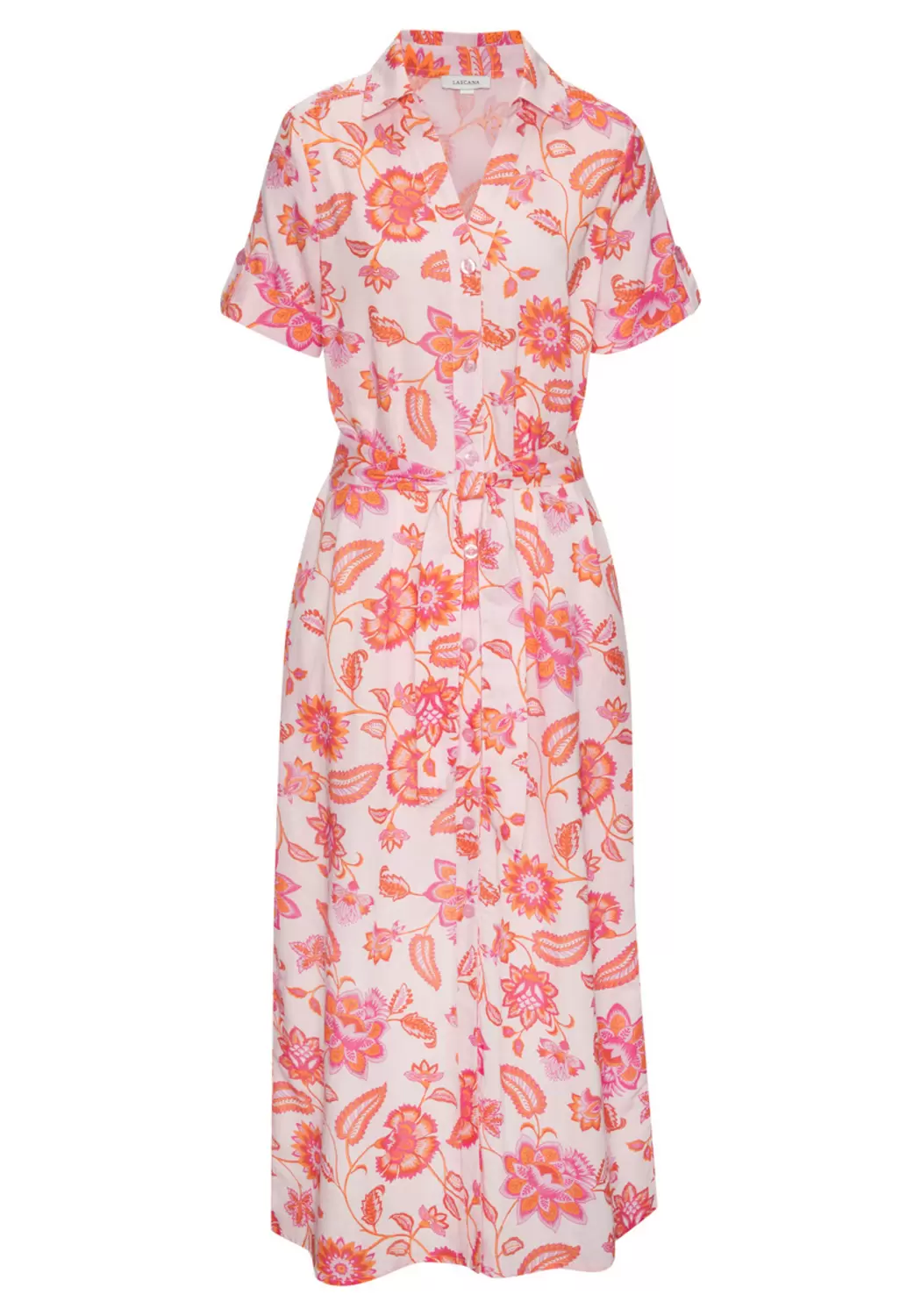 Hemdblusenkleid+G?rtel - 12532/pink-orange