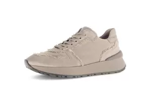 Sneaker low Materialmix Leder/Lederimitat beige