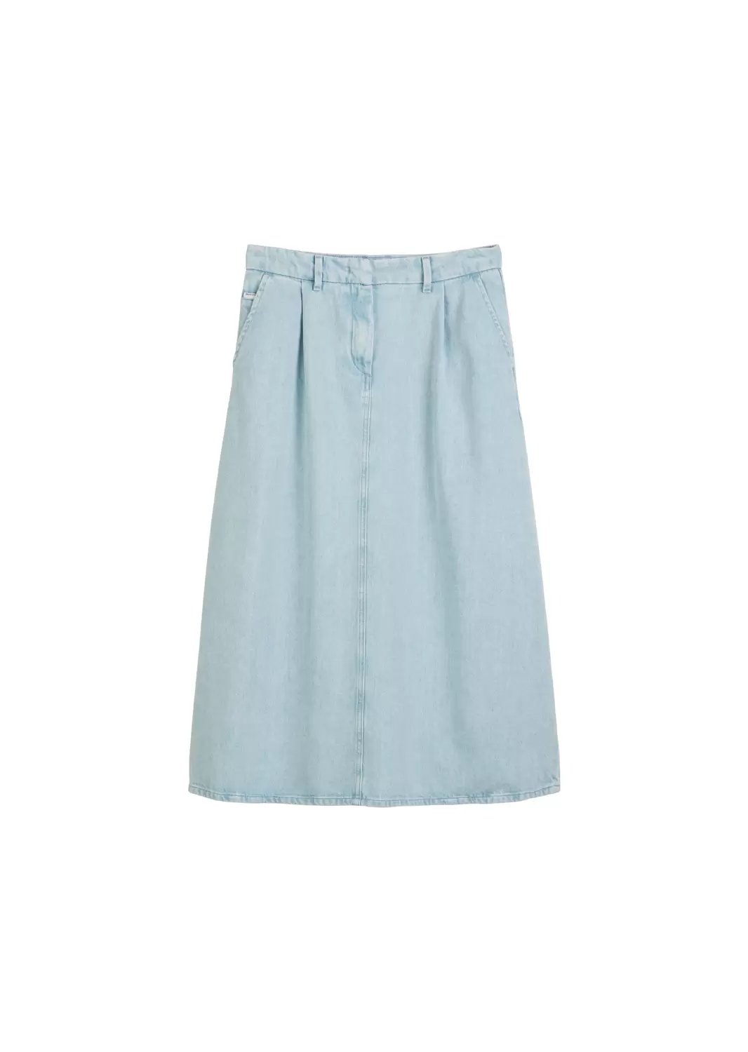Denim Skirts, Midi Length, Pleated female