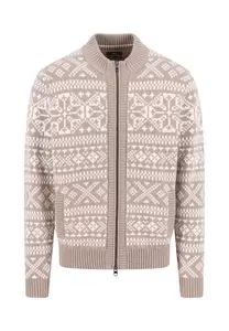 Zip Stand-Up Cardigan, Big Jacquard