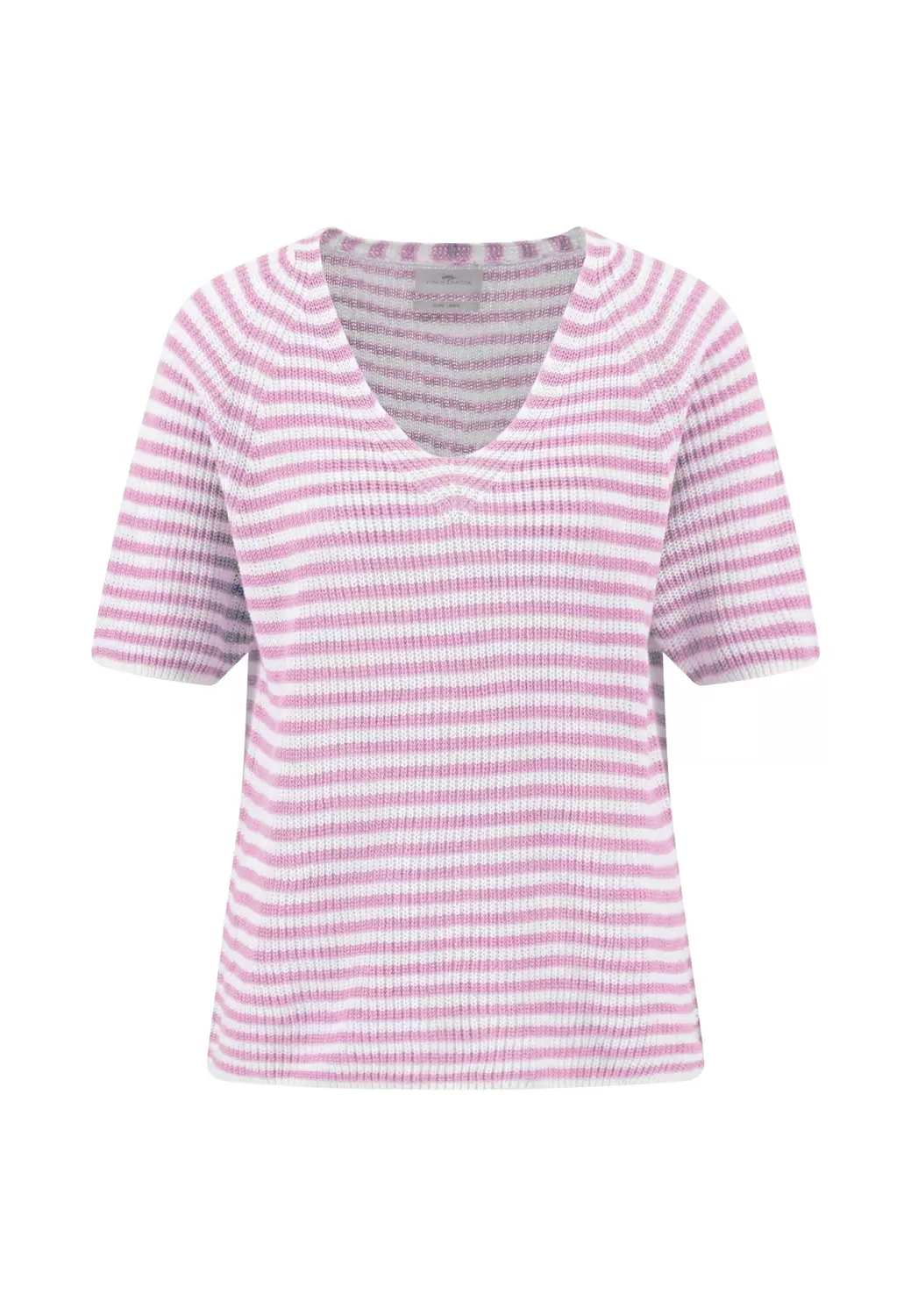PULLOVER 1/2 V-NECK STRIPE LINEN