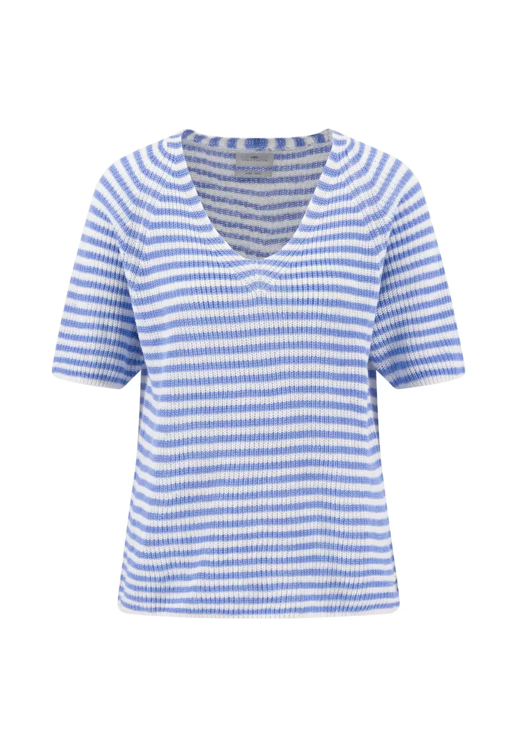 PULLOVER 1/2 V-NECK STRIPE LINEN