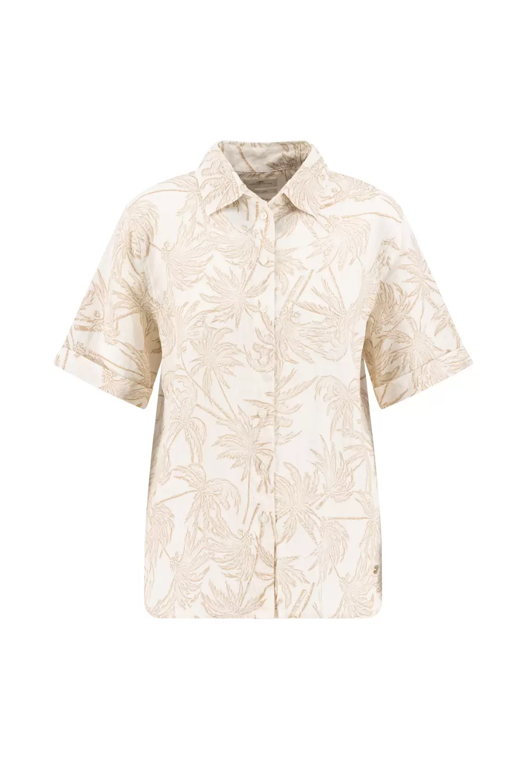 BLOUSE 1/2 SLEEVE LINEN MIX PALMS