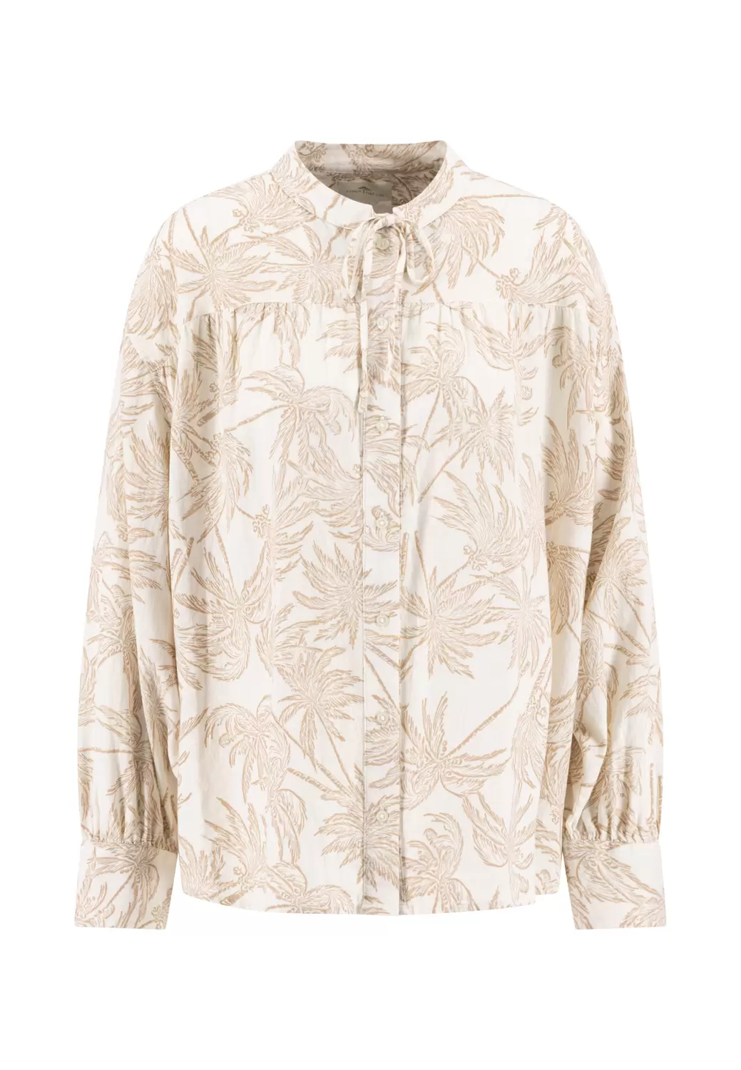BLOUSE VOLUME LINEN MIX PALMS