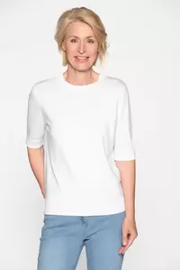 Rdh.-Pullover, 1/2 Arm, uni - 102/102 OFFWHITE