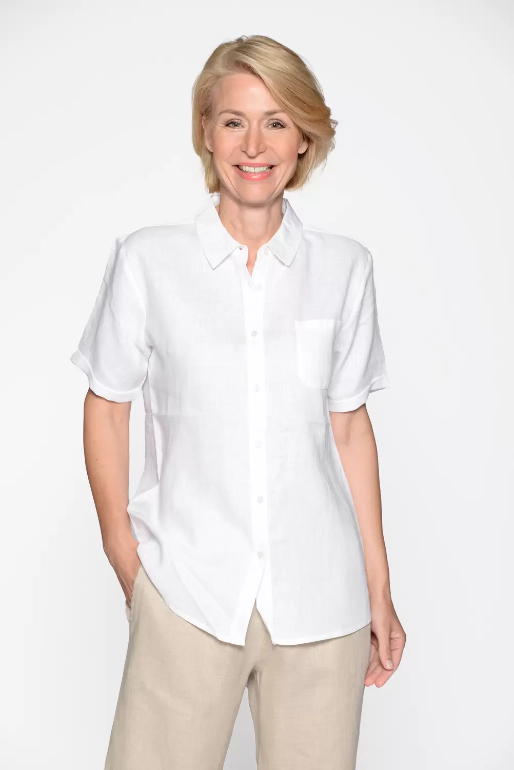 Bluse, Hemdkragen, 1/2 Arm