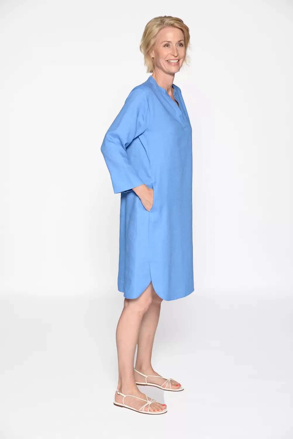 Kleid, Serafino Ausschnitt,uni