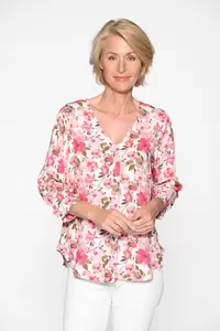 V-Bluse, 3/4 Arm, Druck