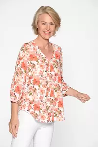 V-Bluse, 3/4 Arm, Druck