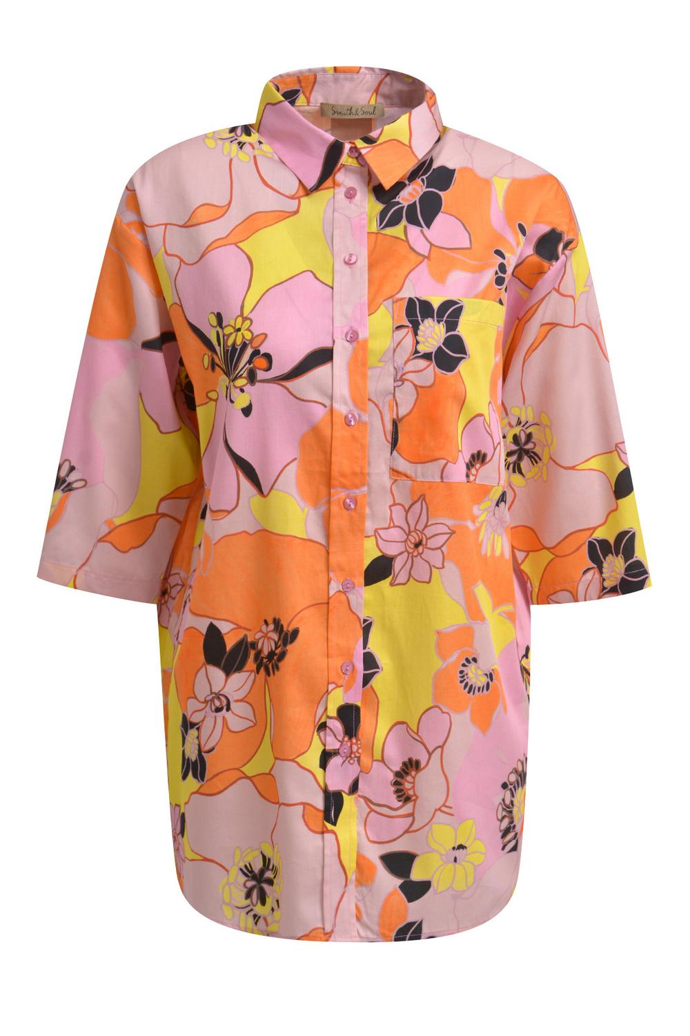 PRINTED SHIRT COLLAR BLOUSE female