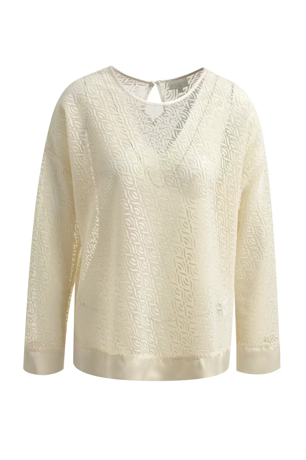 Blouse w roundneck, slit at backneck, 1/1 sleeves