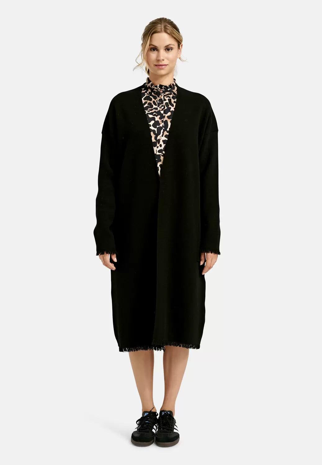 Long Open Cardigan with Fringes