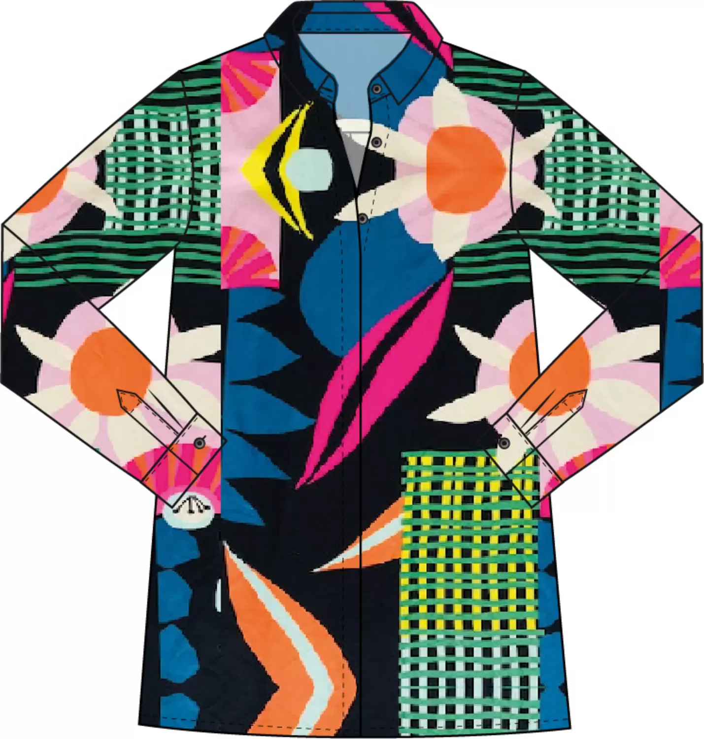 BLOUSE W COLLAR AND PLACKET AE 1/1 female
