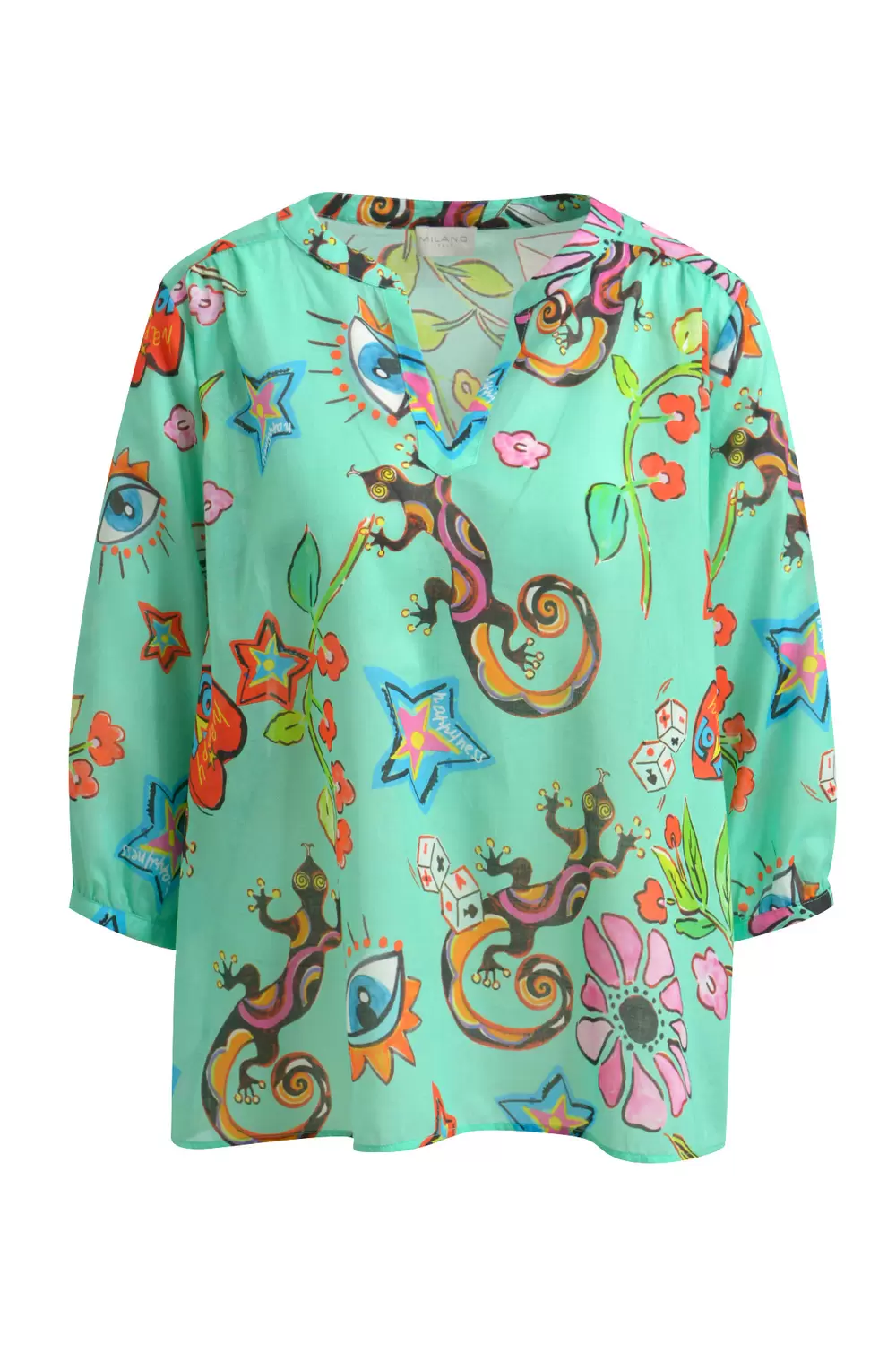 Blouse w gathering + 3/4 sleeve