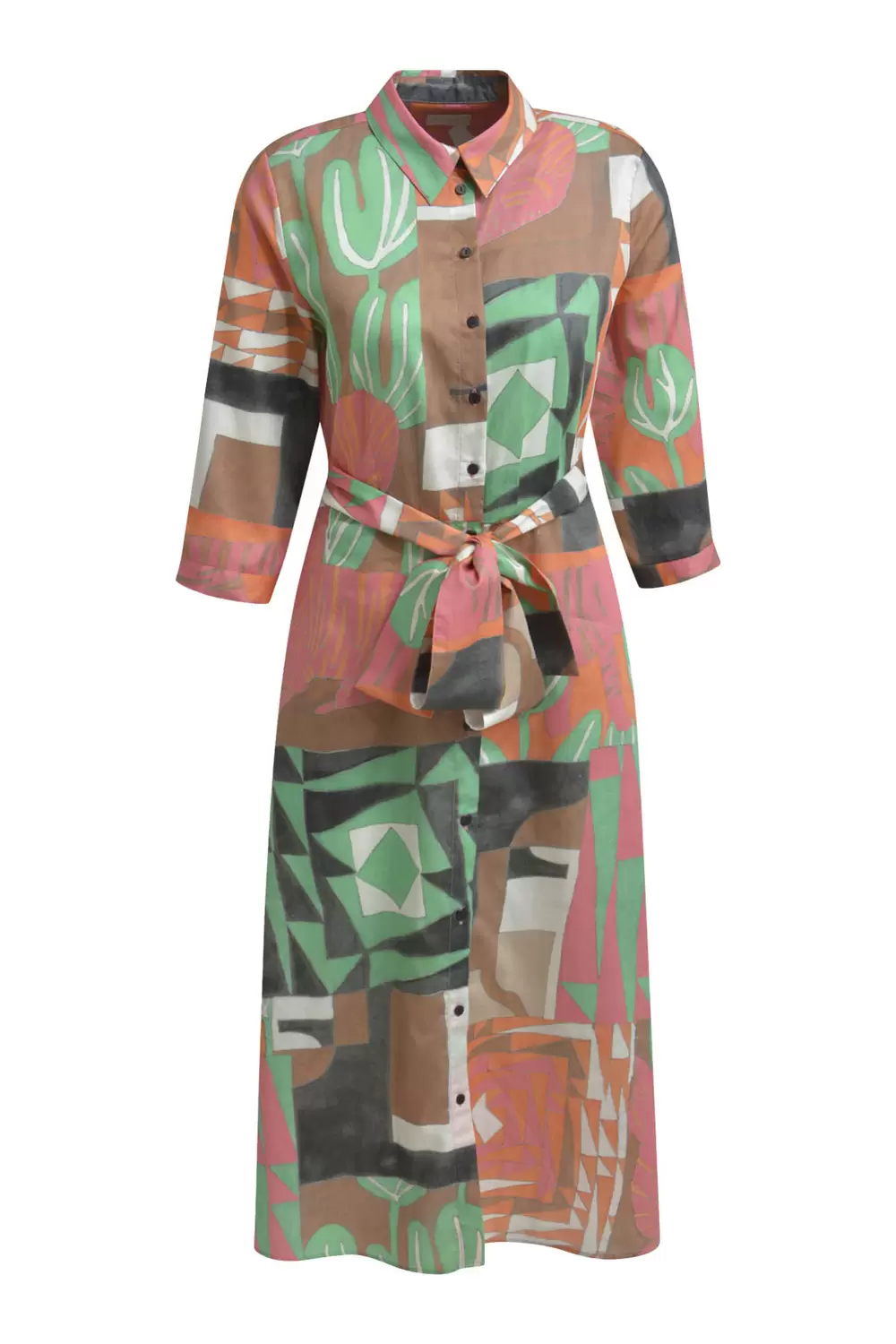DRESS WITH COLLAR AE PLACKET, 3/4 S female