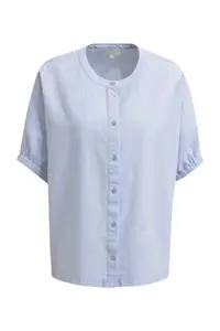 oversized blouse w neckpanel + placket, elastic cuff