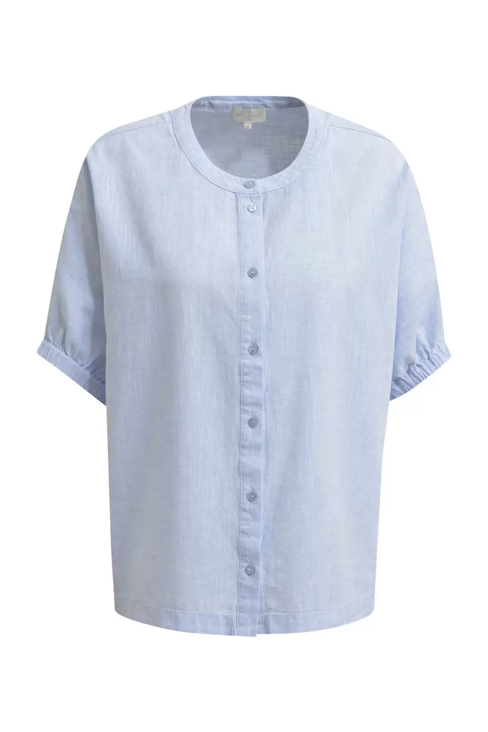 oversized blouse w neckpanel + placket, elastic cuff