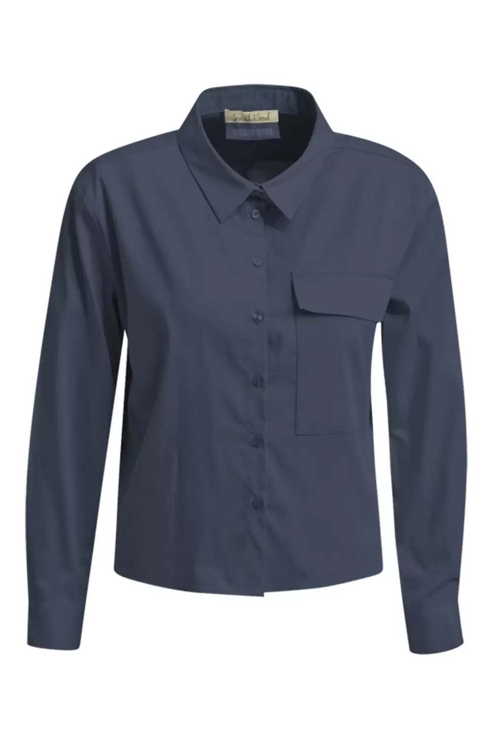 Solid Shirt Collar Blouse