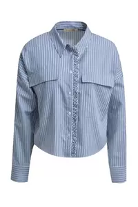 Striped Boxy Blouse with Ruffle Edge