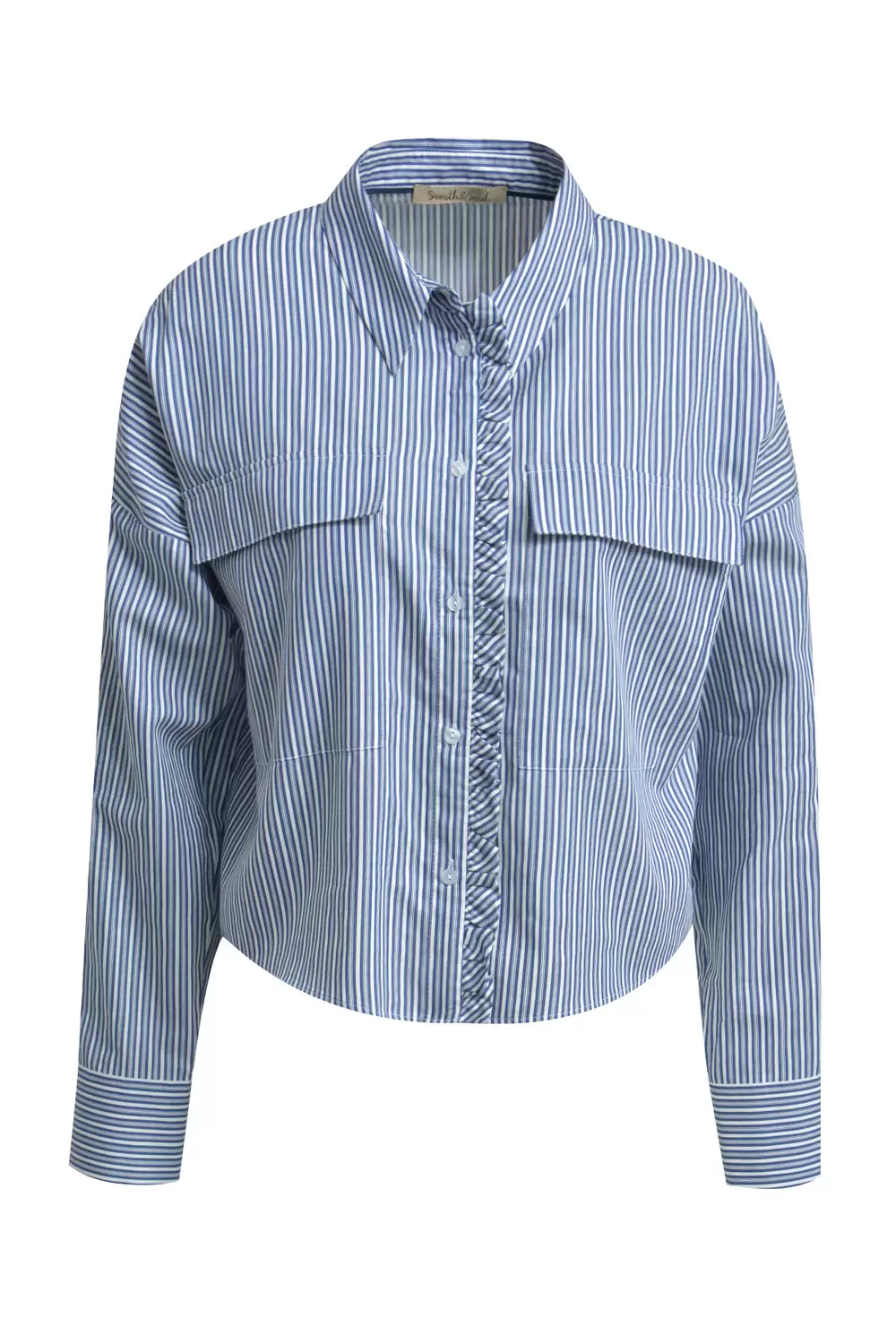 Striped Boxy Blouse with Ruffle Edge