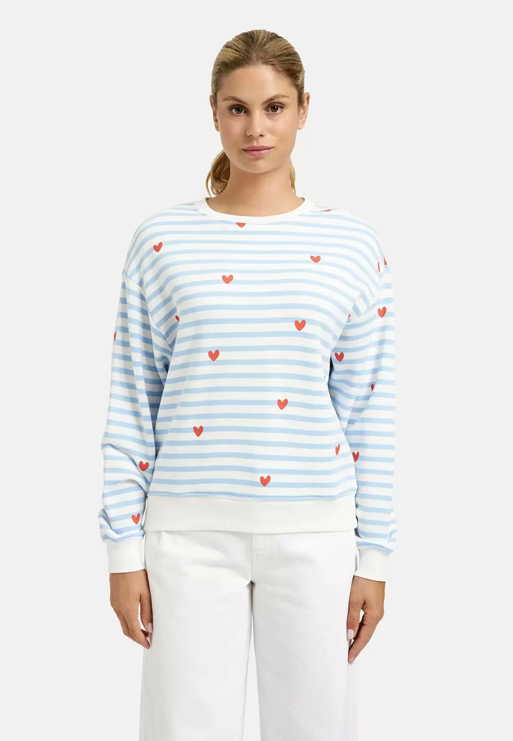 RELAXED SWEATSHIRT HEARTS STRIPED
