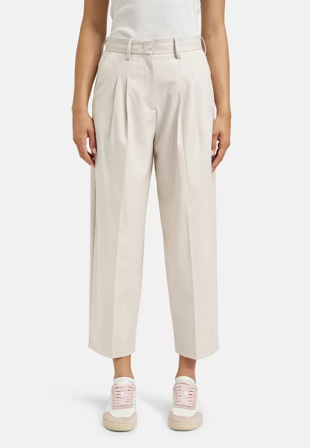 XL STRAIGHT CROPPED PANTS female