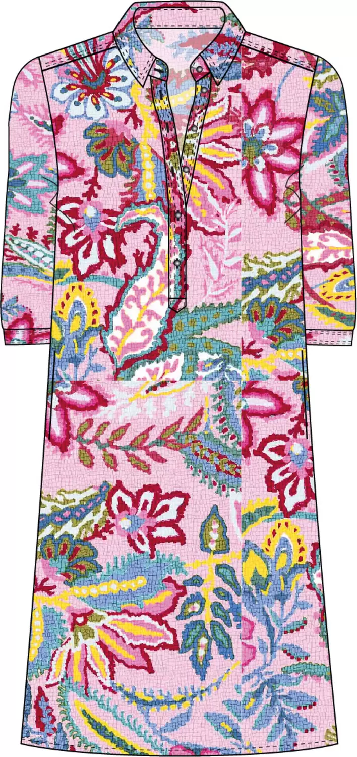 SHIRT BLOUSE DRESS W/ 3/4 SLEEVE