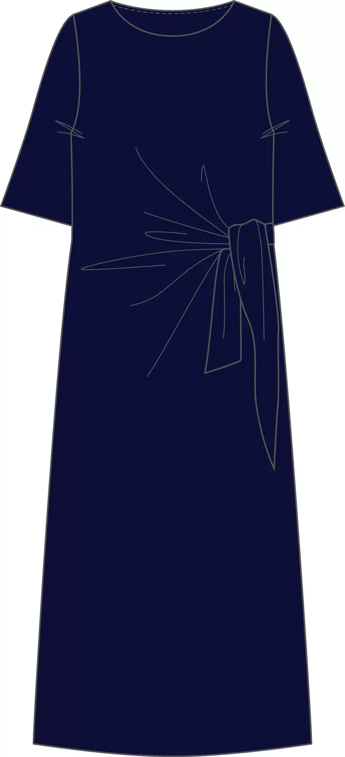 MIDIDRESS W ROUNDNECK, 1/2 SLEEVE A female