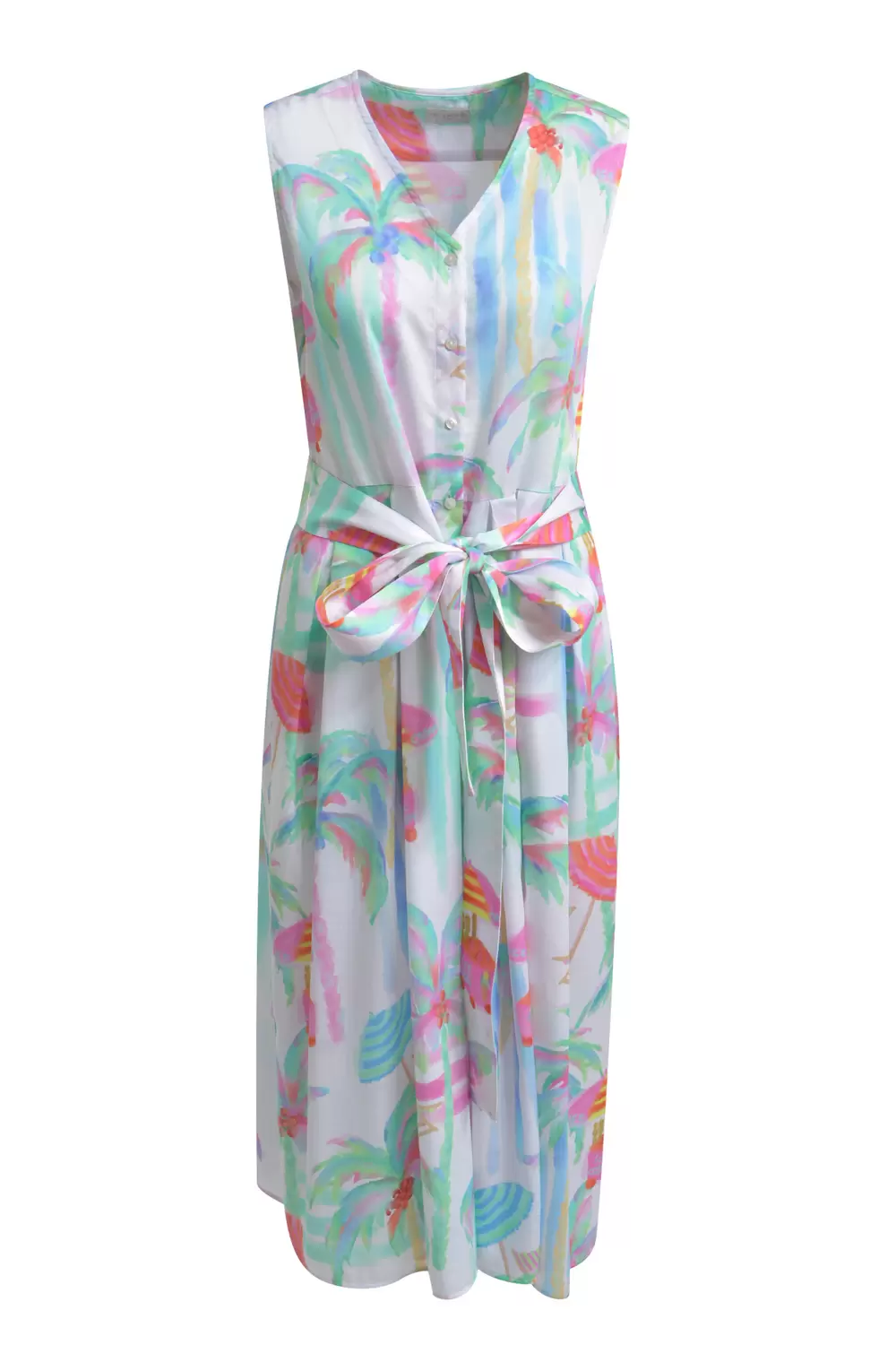 SLEEVELESS V-NECK MIDIDRESS, PLACKE female
