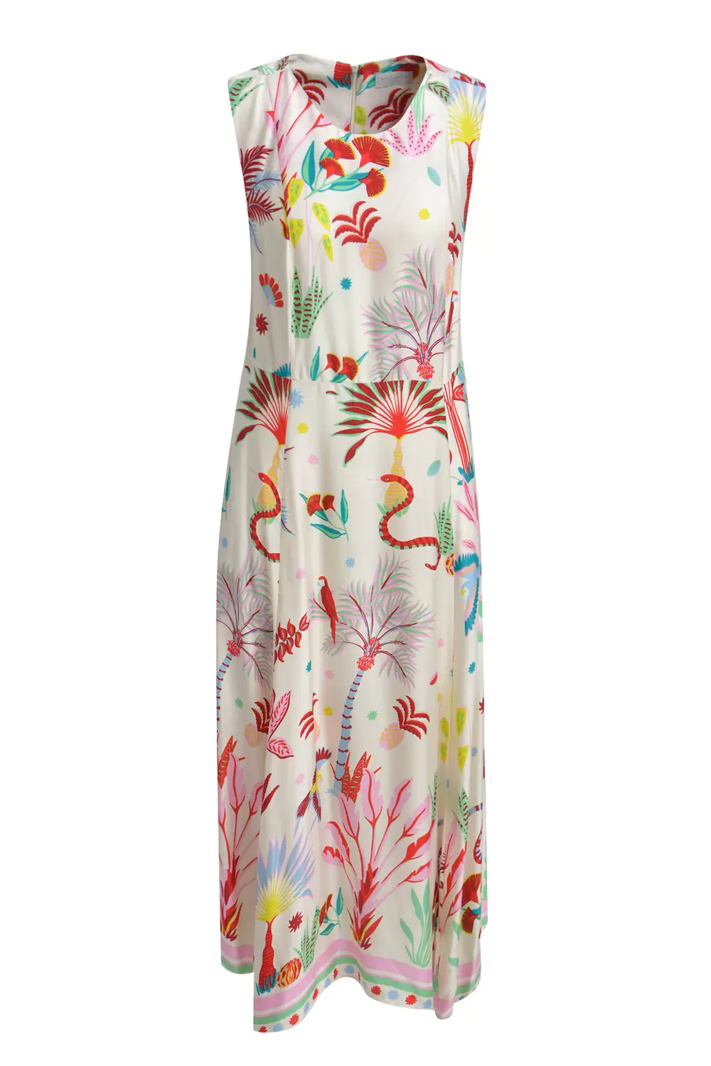 sleeveless roundneck mididress