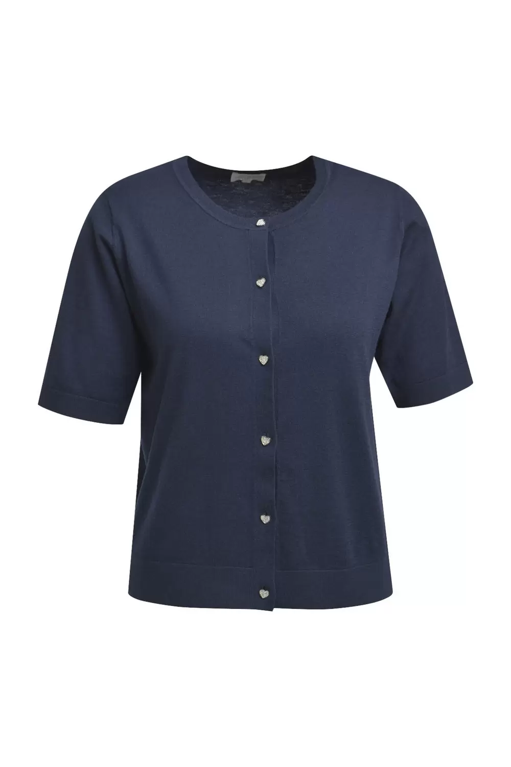 roundneck cardigan w placket + 3/4 sleeve