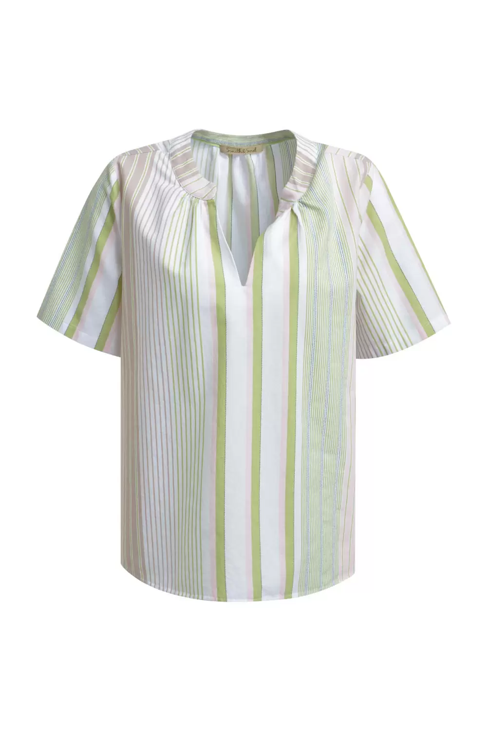 MULTI-STRIPE V-NECK BLOUSE female