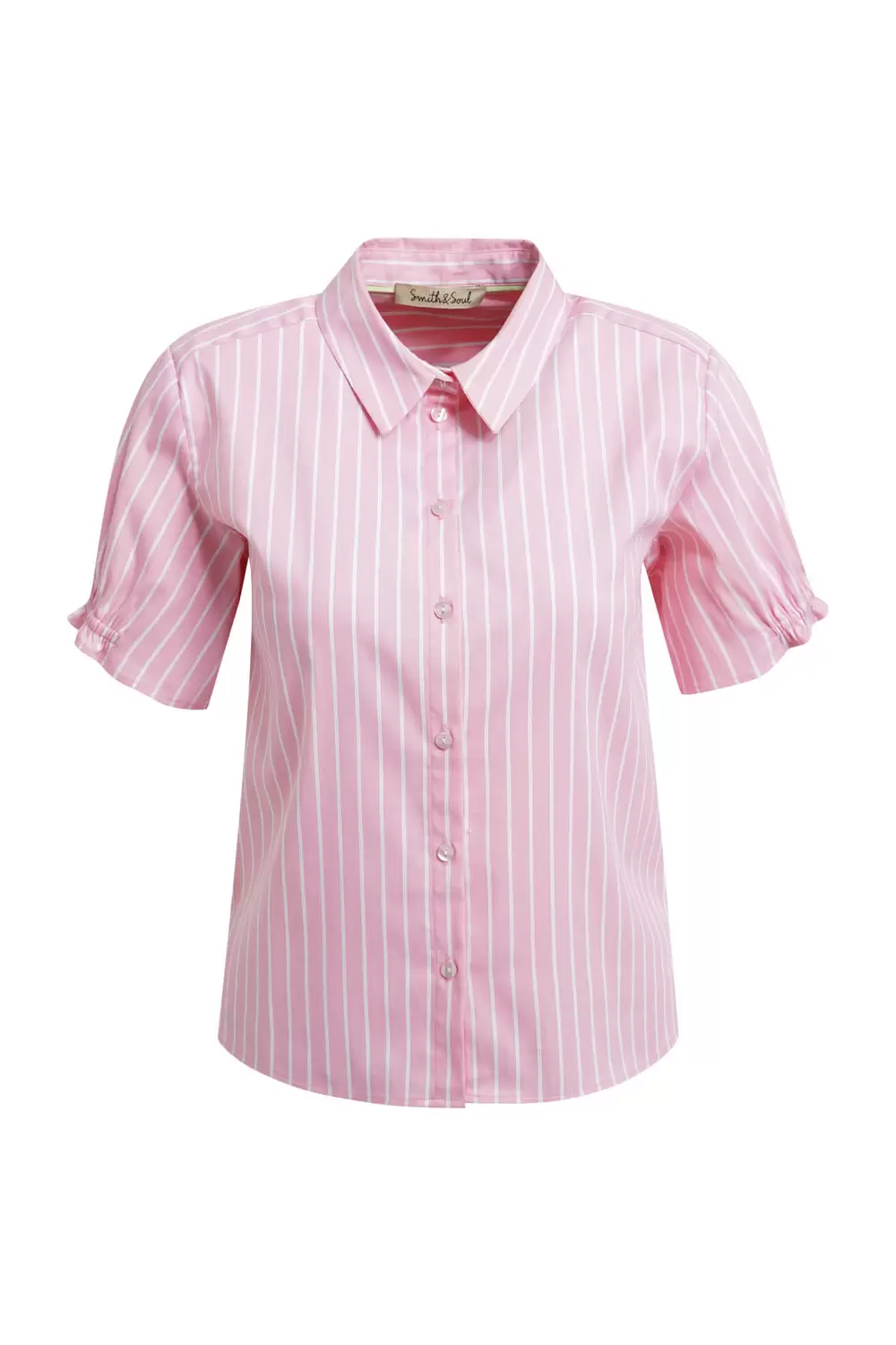 STRIPED HALF SLV COLLAR BLOUSE female