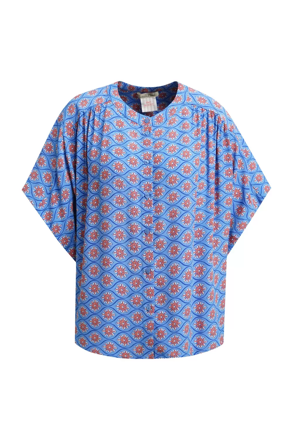 HALF SLV BATWING BLOUSE WITH PLACKE