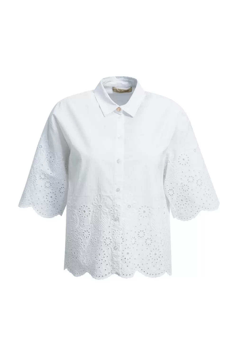 CROPPED BLOUSE BRODERIE HEMLINE