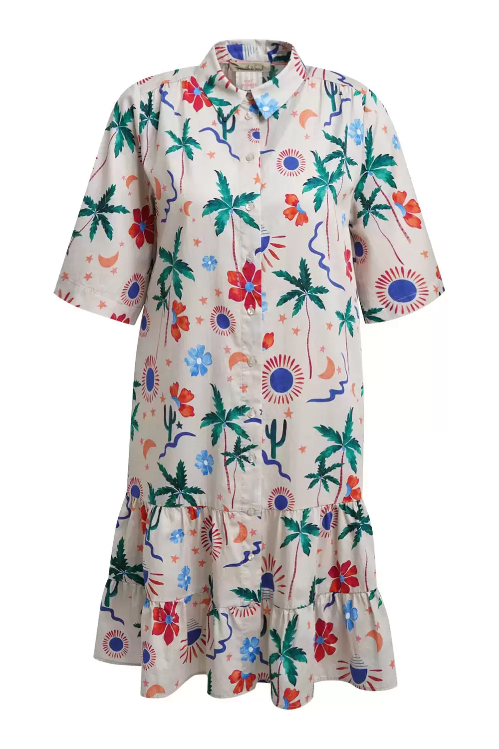 SHORT COLLAR DRESS VOLANT HEM female