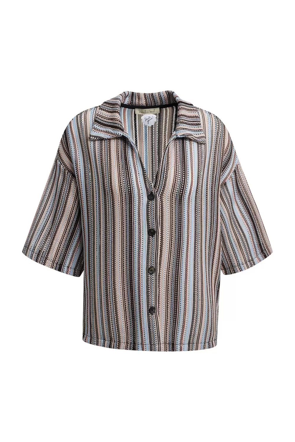 BOXY CROCHET JERSEY SHIRT STRIPED